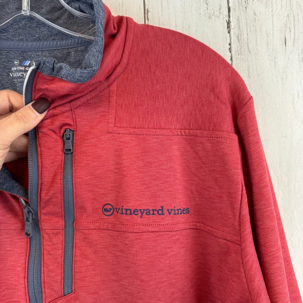 Vineyard Vines Red On-The-Go Shep Golf Pullover Performance 1/4 Zip Size Large - Picture 2 of 11